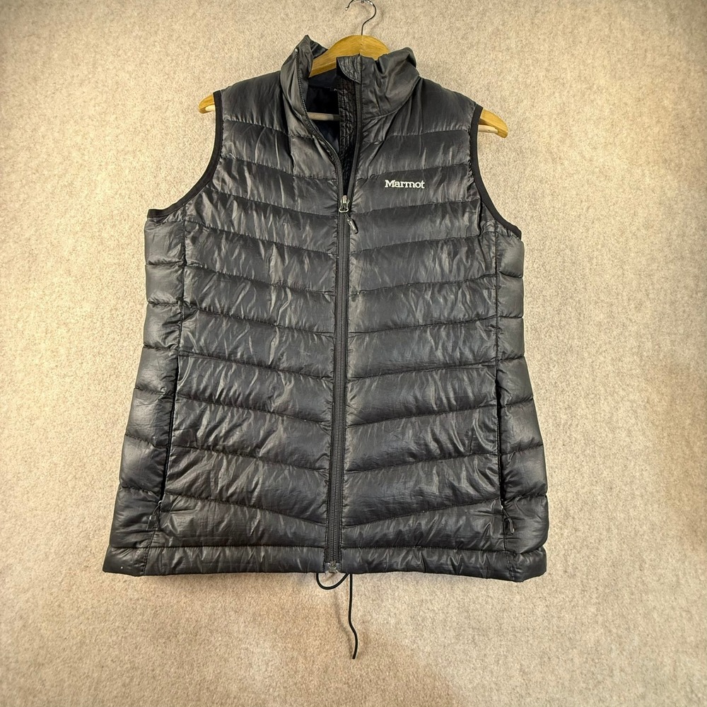 Marmot Womens Black Quilted Puffer Vest Full Zip Sleeveless Jacket Size Medium